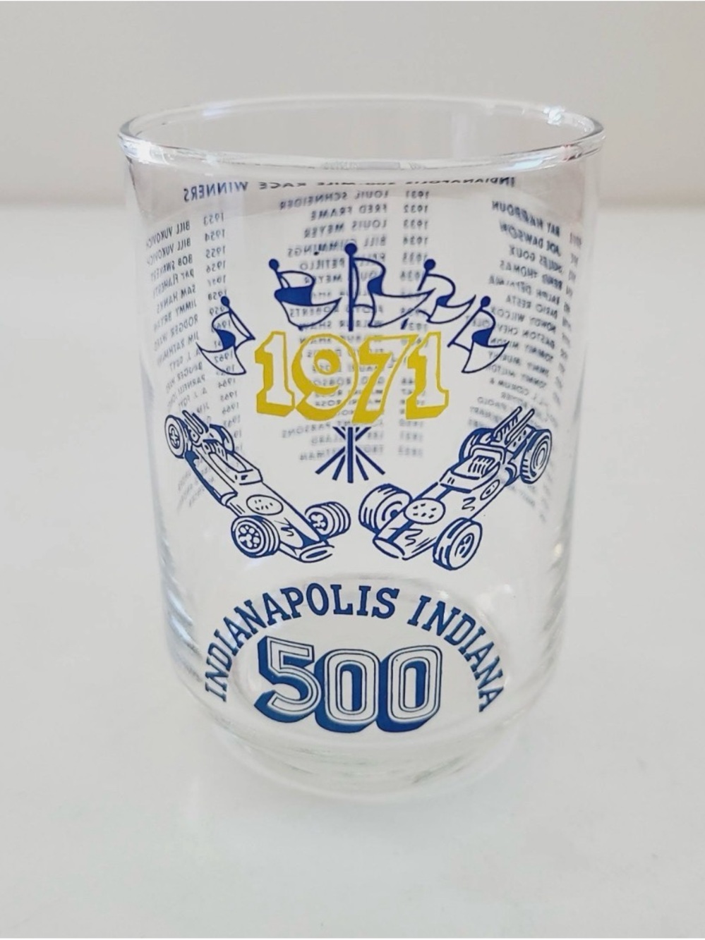 Indianapolis 500 1971 Vintage Racing Glass - Blue & Yellow